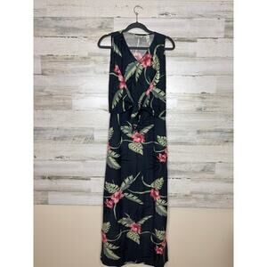 Tommy Bahama Vintage Womens 10 silk maxi floral dress hawaiian summer sleeveless